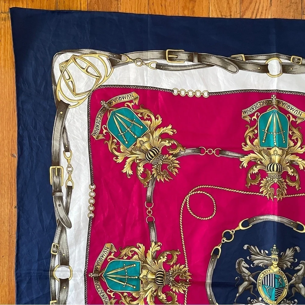 Hermes Scarf equestrian square horse bit Americana swords crest royalty rope